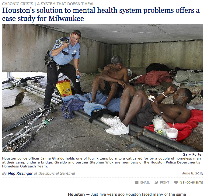 The Milwaukee Journal-Sentinel reported on Houston's mental health system as a possible solution model.