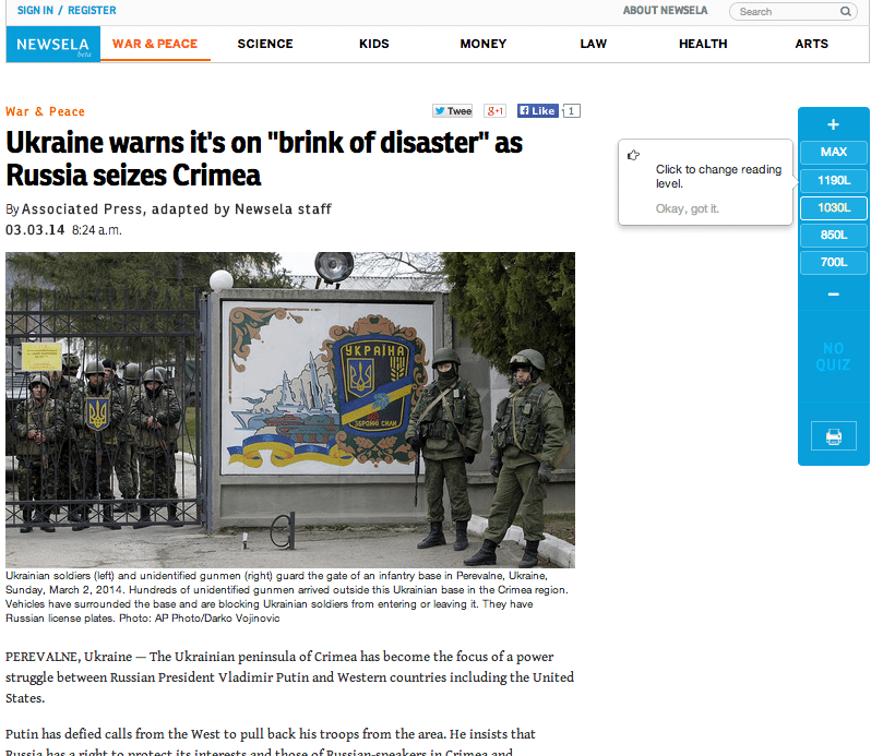 Newsela screenshot